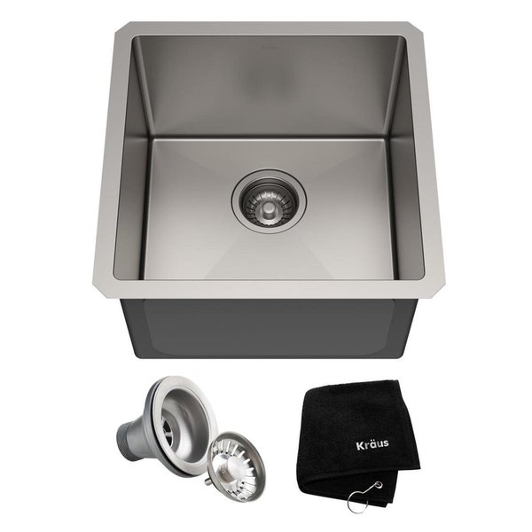 Kraus 17 in. Standart Pro 16 Gauge Undermount Single Bowl Stainless Steel Kitchen Bar Sink KHU101-17